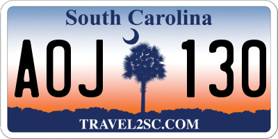 SC license plate AOJ130
