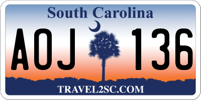 SC license plate AOJ136