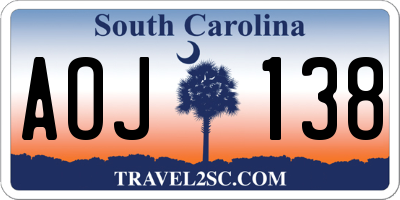 SC license plate AOJ138