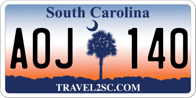 SC license plate AOJ140