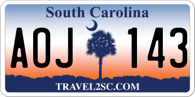 SC license plate AOJ143