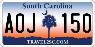 SC license plate AOJ150