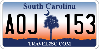 SC license plate AOJ153