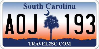 SC license plate AOJ193