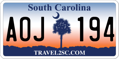 SC license plate AOJ194