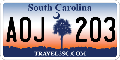 SC license plate AOJ203
