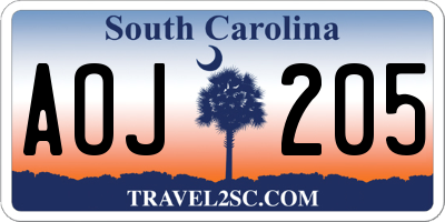 SC license plate AOJ205