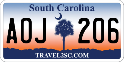 SC license plate AOJ206