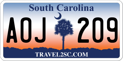 SC license plate AOJ209