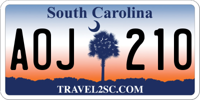 SC license plate AOJ210