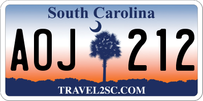 SC license plate AOJ212