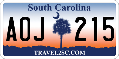 SC license plate AOJ215