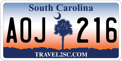 SC license plate AOJ216