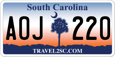 SC license plate AOJ220