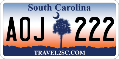SC license plate AOJ222