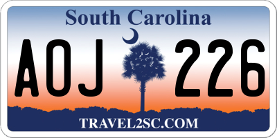 SC license plate AOJ226