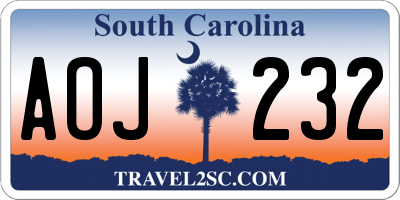 SC license plate AOJ232