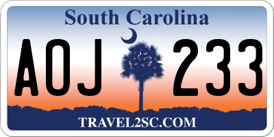 SC license plate AOJ233