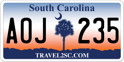 SC license plate AOJ235