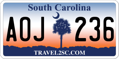SC license plate AOJ236