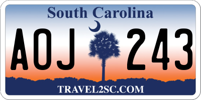 SC license plate AOJ243