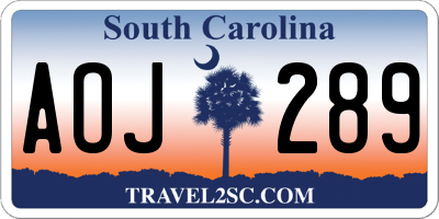 SC license plate AOJ289