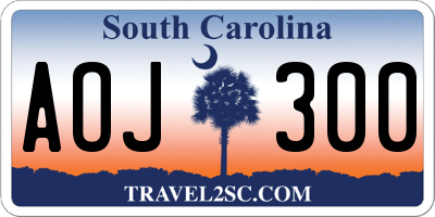 SC license plate AOJ300