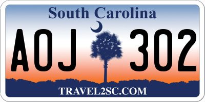 SC license plate AOJ302