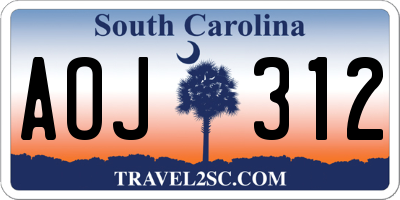 SC license plate AOJ312