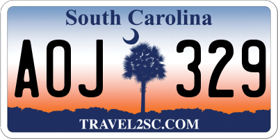 SC license plate AOJ329