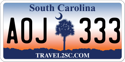 SC license plate AOJ333
