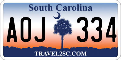 SC license plate AOJ334