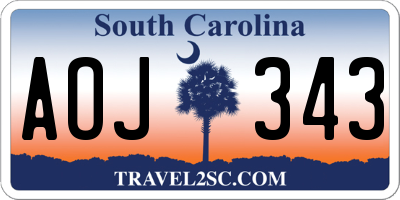 SC license plate AOJ343
