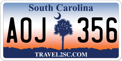 SC license plate AOJ356