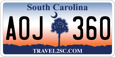SC license plate AOJ360