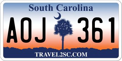 SC license plate AOJ361