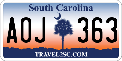 SC license plate AOJ363