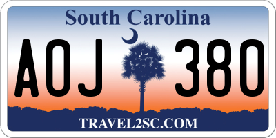 SC license plate AOJ380