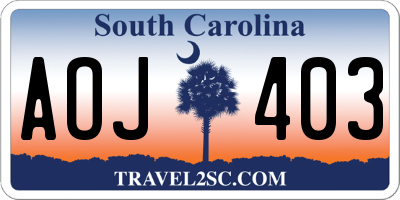 SC license plate AOJ403