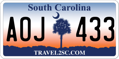 SC license plate AOJ433