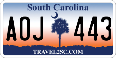 SC license plate AOJ443
