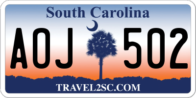 SC license plate AOJ502