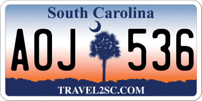 SC license plate AOJ536