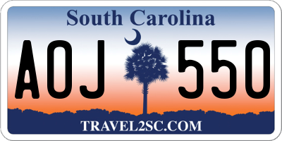 SC license plate AOJ550