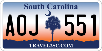 SC license plate AOJ551