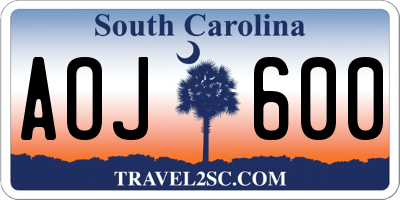 SC license plate AOJ600