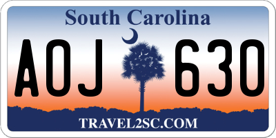 SC license plate AOJ630