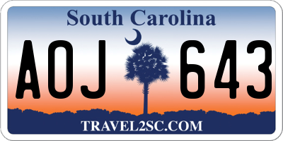 SC license plate AOJ643
