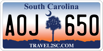 SC license plate AOJ650
