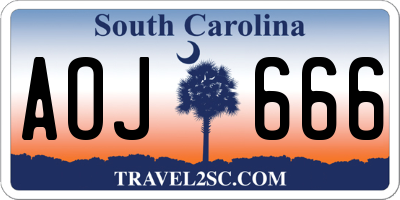 SC license plate AOJ666